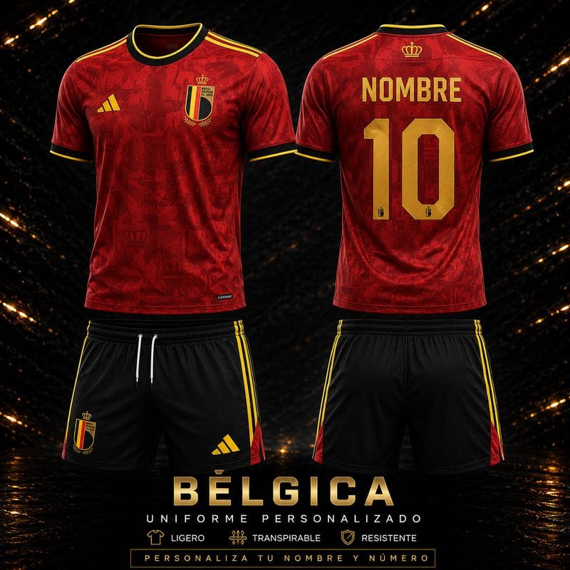 Uniforme Bélgica Local | Personalizado con Nombre y Número | Paquete para Equipo